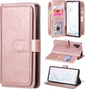 Voor Samsung Galaxy Note10 + multifunctionele magnetische koperen gesp horizontale flip effen kleur lederen tas met 10 kaartsleuven & portemonnee & houder & fotolijst (rose goud)