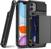 Voor iPhone 11 PC + TPU schokbestendige beschermhoes met kaartsleuf (zwart)