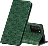 Voor Samsung Galaxy Note20 Ultra Lucky Flowers Embossing Pattern Magnetische Horizontale Flip Leather Case met Houder & Kaartsleuven (Donkergroen)