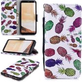 Voor Samsung Galaxy S8 Gekleurd tekeningpatroon Horizontaal Flip TPU + PU lederen tas met houder & kaartsleuven & portemonnee & lanyard (gekleurde ananas)