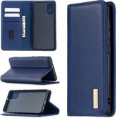 Voor Samsung Galaxy A41 2 in 1 afneembare magnetische horizontale flip lederen tas met houder & kaartsleuven & portemonnee (blauw)