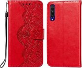 Voor Xiaomi Mi CC9e / Mi A3 Flower Vine Embossing Pattern Horizontale Flip Leather Case met Card Slot & Holder & Wallet & Lanyard (Red)