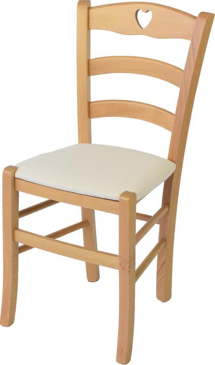 Tommychairs Cuore - Eetkamerstoel - 1 Stuk - Naturel - Stof & Hout