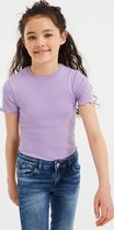 WE Fashion Meisjes slim fit T-shirt met ribstructuur