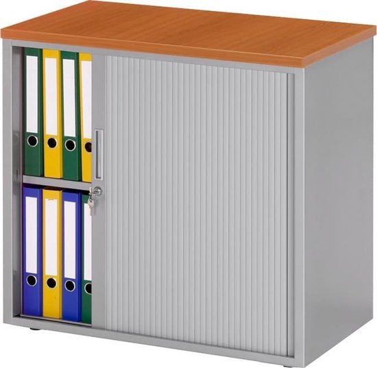 ABC Kantoormeubelen stalen roldeurkast 72,5x80x43cm bladkleur logan eiken framekleur antraciet (ral 7016)