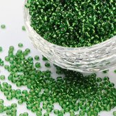 Rocaille's silverlined lime groen, 2 mm, 20 gram