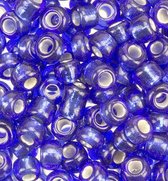 Rocailles silverlined , blauw, 2 mm, 11/0, 20 gram