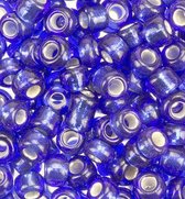Rocailles silverlined , blauw, 2 mm, 11/0, 20 gram