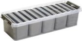 Sunware - Q-line opbergbox met 7 bakjes 3,5L transparant metaal - 39 x 14 x 9,5 cm
