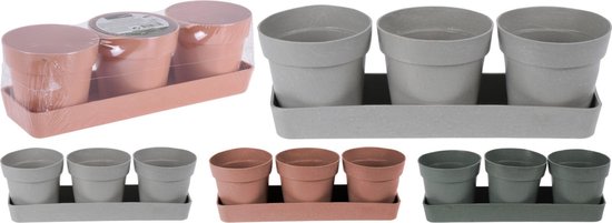 Pots de fleurs 3pcs bambou 3ass