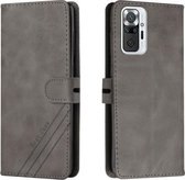 Voor Xiaomi Redmi Note 10 Pro Stiksels Stijl 2-Kleur Koe Textuur Horizontale Flip PU Lederen Case met Houder & Kaartsleuf & Lanyard (Grijs)