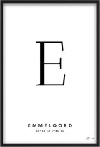 Poster Letter E Emmeloord A2 - 42 x 59,4 cm (Exclusief Lijst)