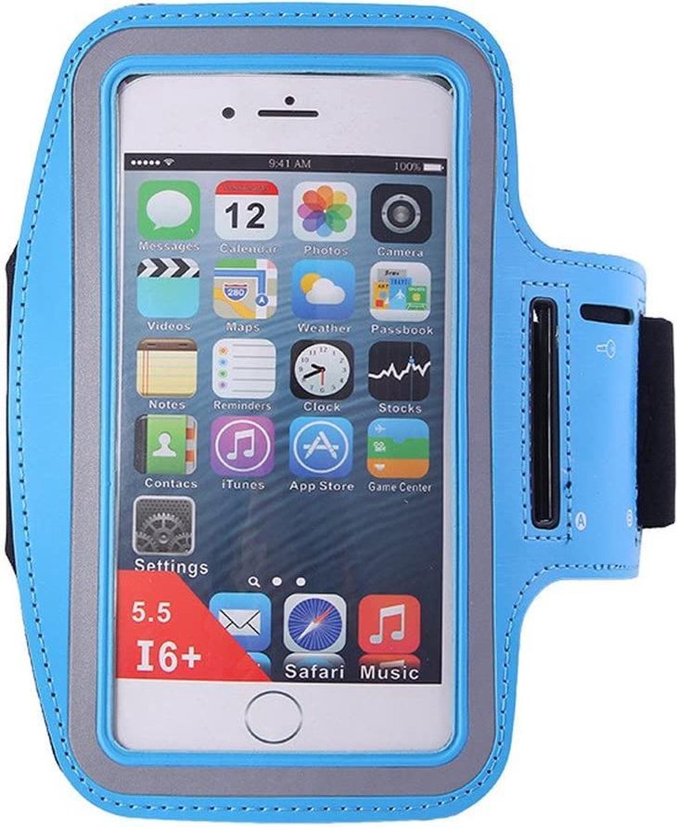 Hardloop Armband Telefoon | Geschikt voor iPhone 14 Pro / 15 Pro | Hardloop Armband | Sport Hardloopband | Hardloop Telefoonhouder | Licht blauw