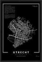 Poster Stad Utrecht - A4 - 21 x 30 cm - Inclusief lijst (Zwart Aluminium)