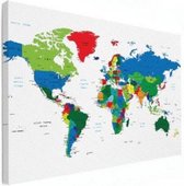 Wereldkaart Alle Landen - Canvas 100x50