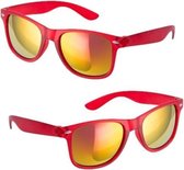 6x stuks hippe zonnebril rood met spiegelglazen - Verkleedbrillen