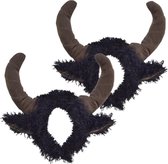 4x stuks verkleed Stieren/koeien hoorns diadeem - Dieren pak/outfit accessoires