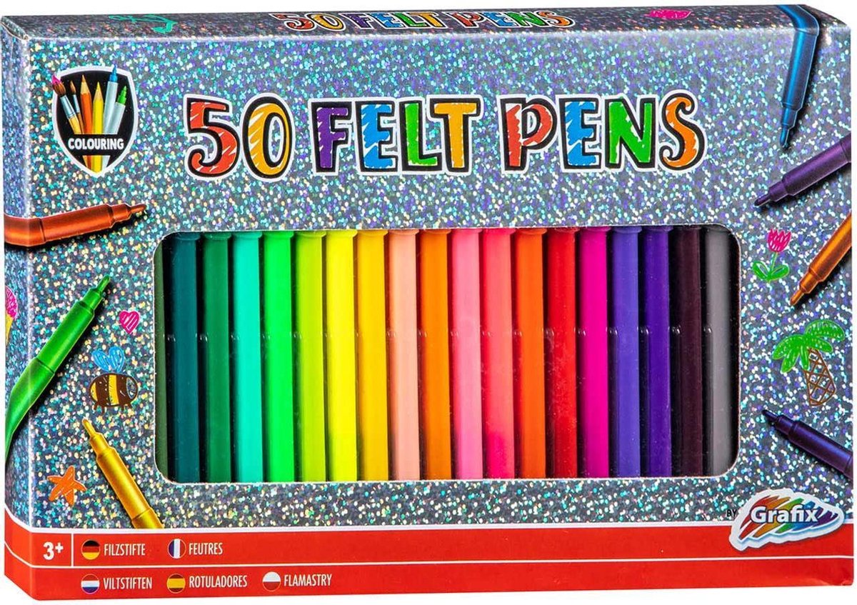 50 stiften | Kleuren voor kinderen | Viltstiften voor kinderen