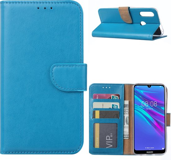 Étui Portefeuille / Étui Livre Ntech avec Compartiments de Rangement et Rabat Magnétique pour Huawei Y6 2019 - Turquoise