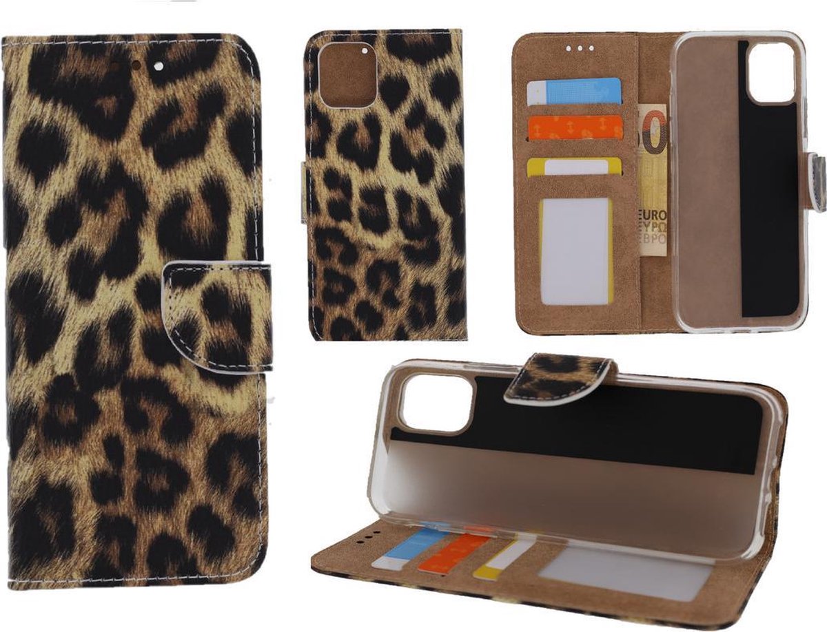 Bookcase Geschikt voor Apple iPhone 11 Pro Max - Bookcase Luipaard - portemonee hoesje