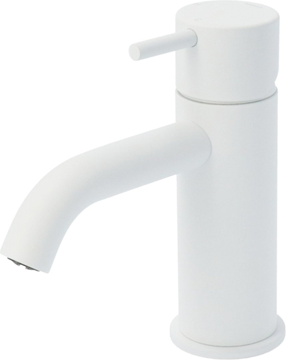Hotbath Cobber - Wastafelmengkraan - zonder Waste - Laag - Wit - Opbouw - Messing - V01