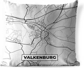 Coussin d'extérieur résistant aux intempéries - Plan de la ville - Valkenburg - Grijs - Wit - 50x50 cm