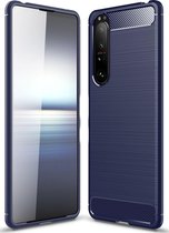 Sony Xperia 1 III Hoesje - Mobigear - Brushed Slim Serie - TPU Backcover - Blauw - Hoesje Geschikt Voor Sony Xperia 1 III