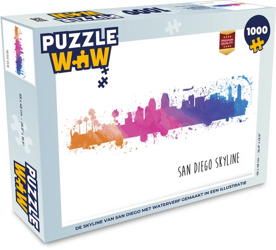 Verouderd passie optioneel Puzzel De skyline van San Diego met waterverf gemaakt in een illustratie -  Legpuzzel -... | bol.com
