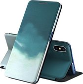 Voor iPhone XS Max Voltage Aquarel Patroon Huid Voel Magnetische Horizontale Flip PU Lederen Case met Houder (Groen)