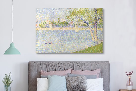 Canvas schilderij 180x120 cm - Wanddecoratie De Seine vanaf La Grande Jatte - Schilderij van Georges Seurat - Muurdecoratie woonkamer - Slaapkamer decoratie - Kamer accessoires - Schilderijen