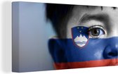 Canvas Schilderij Vlag van Slovenië - 40x20 cm - Wanddecoratie