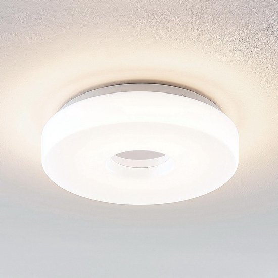 Lindby - LED plafondlamp - 1licht - acryl, aluminium - H: 7 cm - wit, chroom - Inclusief lichtbron