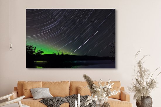 Les étoiles et les aurores boréales 180x120 cm - Tirage photo sur toile (Décoration murale salon / chambre) XXL / Groot format!