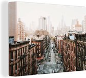 Canvas Schilderij New York - Skyline - Manhattan - 80x60 cm - Wanddecoratie