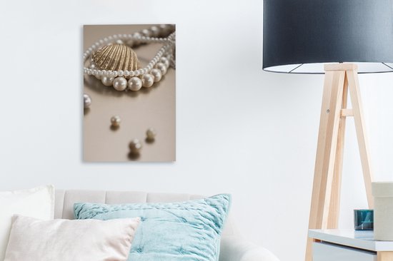 Toile - Gros plan d'un collier de perles - 20x30 cm - Décoration