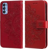 Voor OPPO Reno4 5G 7-bloemblaadje Bloemen Embossing Patroon Horizontale Flip PU Lederen Case met Houder & Kaartsleuven & Portemonnee & Fotolijst (Rood)