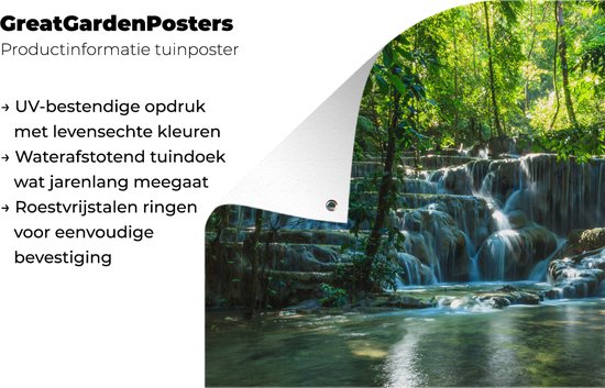 Affiche de jardin Palenque - Jungle waterfall in Palenque Mexico 180x120 cm - Toile de jardin / Toile d'extérieur / Peintures d'extérieur (décoration de jardin) XXL / Groot format!