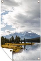 Muurdecoratie Maligne Lake in Nationaal Park Jasper - 120x180 cm - Tuinposter - Tuindoek - Buitenposter
