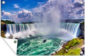 Muurdecoratie Kleurrijke panorama van de Niagarawatervallen - 180x120 cm - Tuinposter - Tuindoek - Buitenposter
