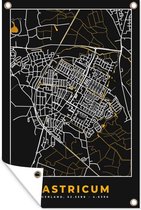Tuindecoratie Plattegrond - Castricum - Goud - Zwart - 40x60 cm - Tuinposter - Stadskaart - Tuindoek - Buitenposter