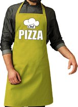 Chef pizza schort / keukenschort lime groen voor heren - kookschorten / keuken schort
