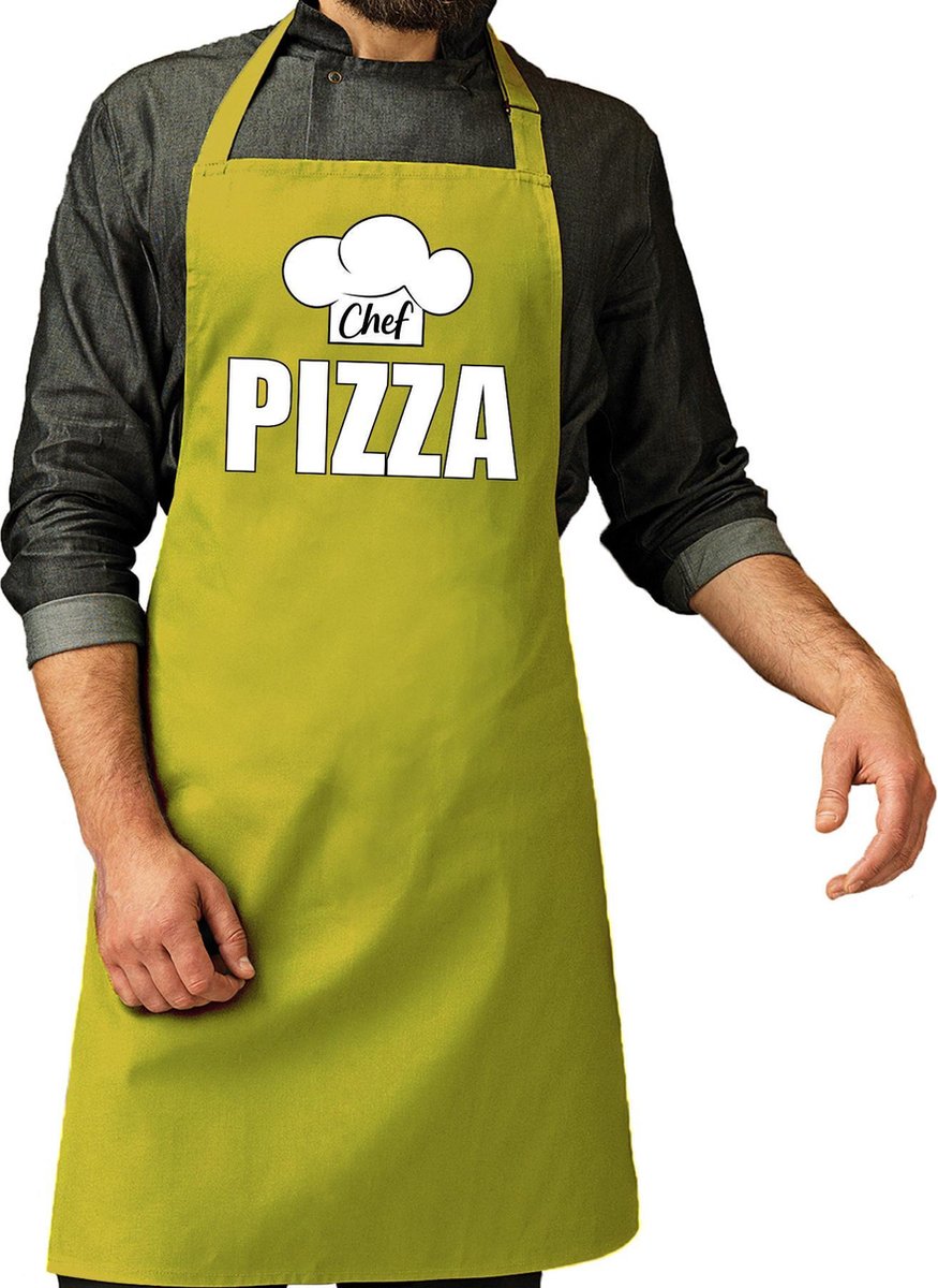 Chef pizza schort / keukenschort lime groen heren