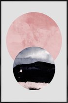 JUNIQE - Poster met kunststof lijst Minimalism 31 -13x18 /Grijs & Roze