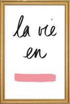 JUNIQE - Poster met houten lijst La vie en rose -13x18 /Wit & Zwart