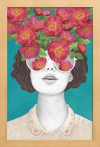 JUNIQE - Poster in houten lijst Rose Tinted -20x30 /Bruin & Oranje