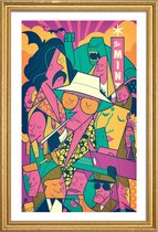 JUNIQE - Poster met houten lijst Fear and Loathing popart -40x60
