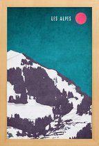 JUNIQE - Poster in houten lijst Les Alpes -40x60 /Blauw & Grijs