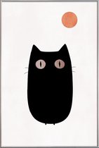 JUNIQE - Poster met kunststof lijst Meow -40x60 /Wit & Zwart