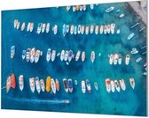 Wandpaneel Bootjes van boven  | 210 x 140  CM | Zwart frame | Wandgeschroefd (19 mm)