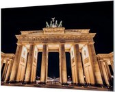 Wandpaneel Brandenburgertor Pariser Platz Berlijn bij nacht  | 100 x 70  CM | Zilver frame | Wandgeschroefd (19 mm)
